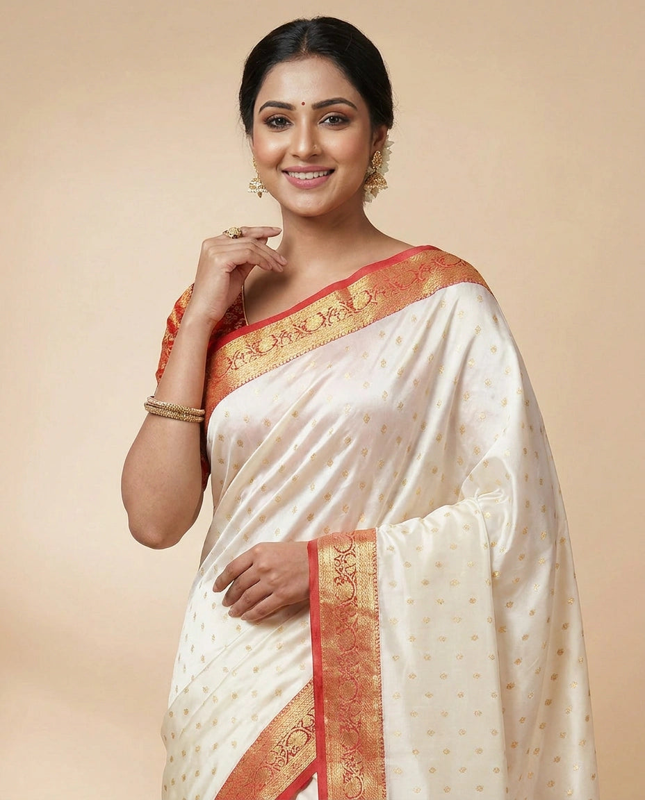 Banaras Wedding Satin Silk Saree - Rangoli India