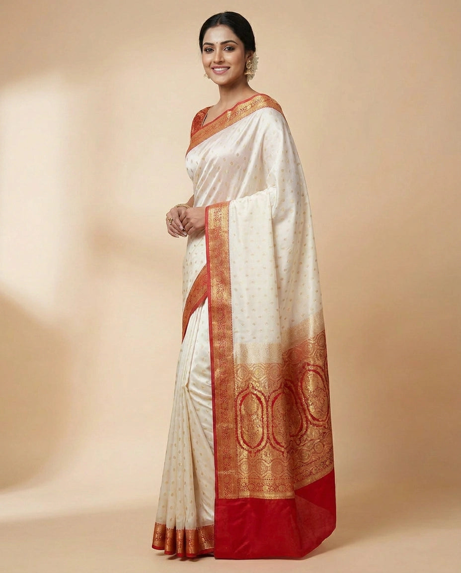 Banaras Wedding Satin Silk Saree - Rangoli India