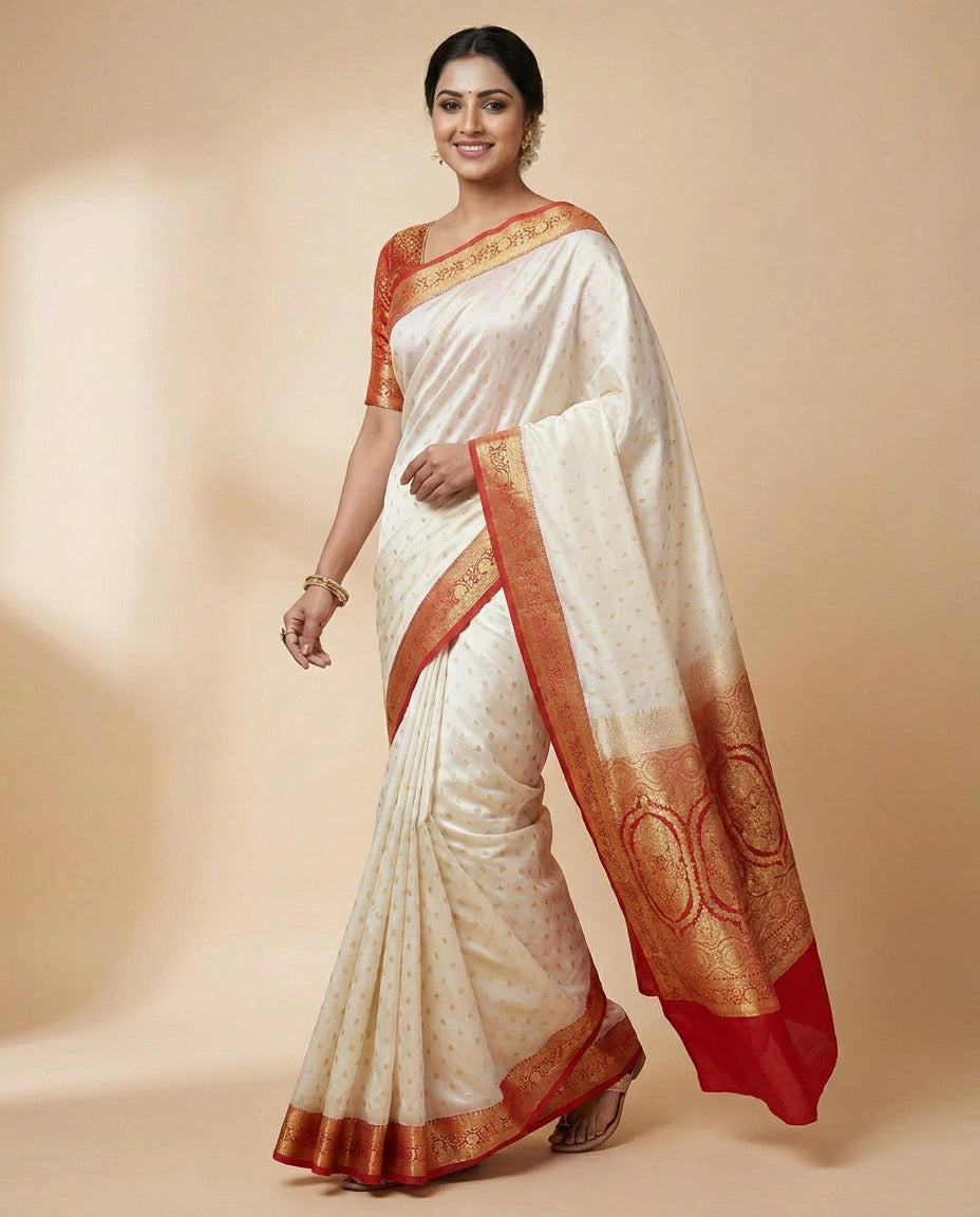 Banaras Wedding Satin Silk Saree - Rangoli India
