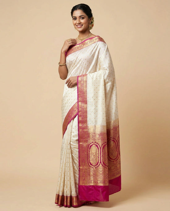 Banaras Wedding Satin Silk Saree - Rangoli India
