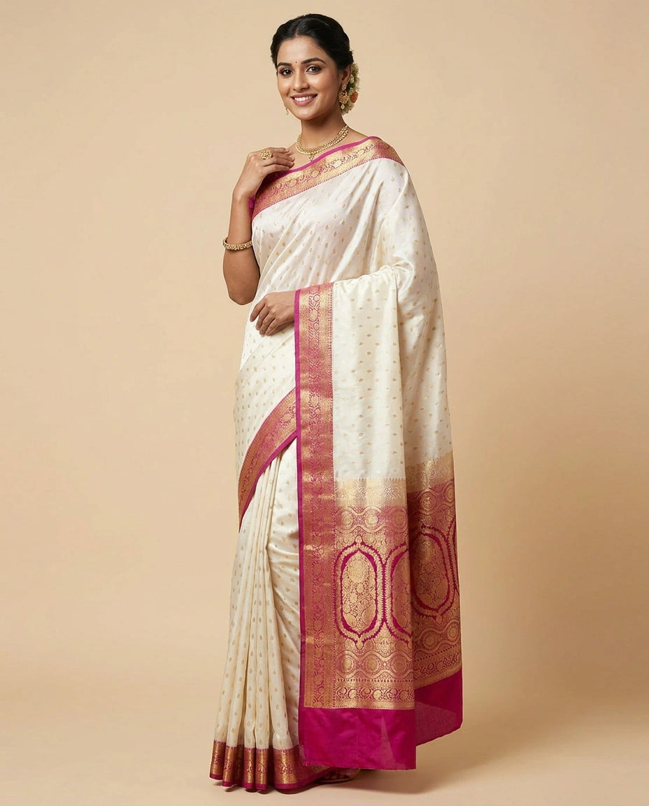 Banaras Wedding Satin Silk Saree - Rangoli India