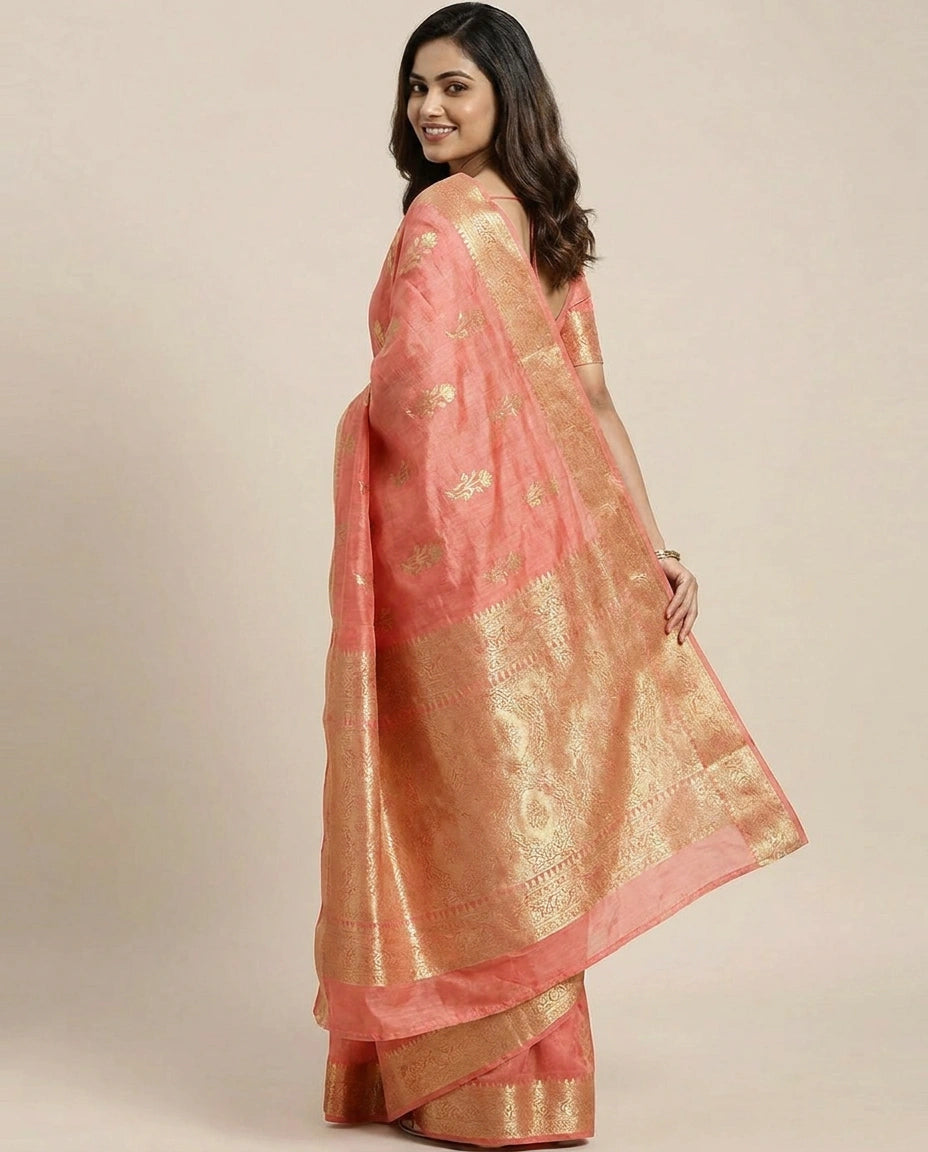 Tussar Silk Banarasi Saree with Woven Border - Rangoli India