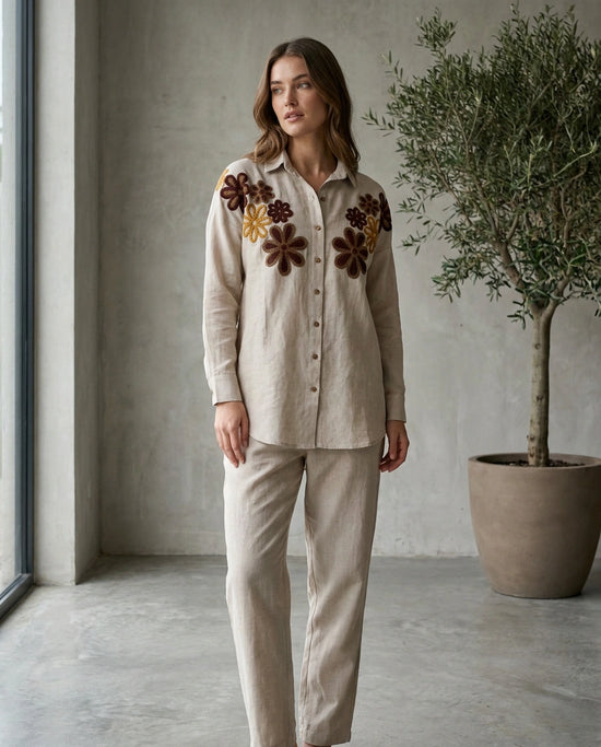 Off White Cotton Co-ord Set with Co-ord Styling - Rangoli India