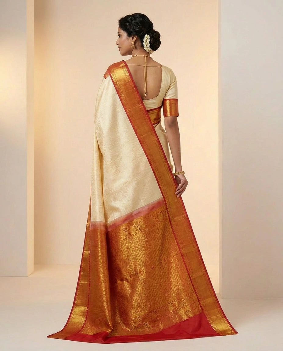 Katan Silk Saree with Foil Print and Sequin Work Online India - Rangoli India