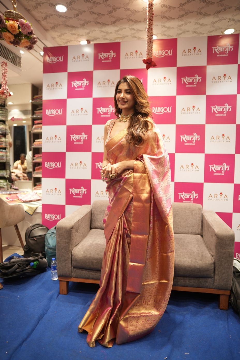 Fuchsia Pink Kanchipuram Tissue Saree
