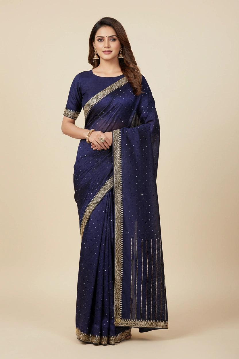 Embroidered Tissue Silk Saree