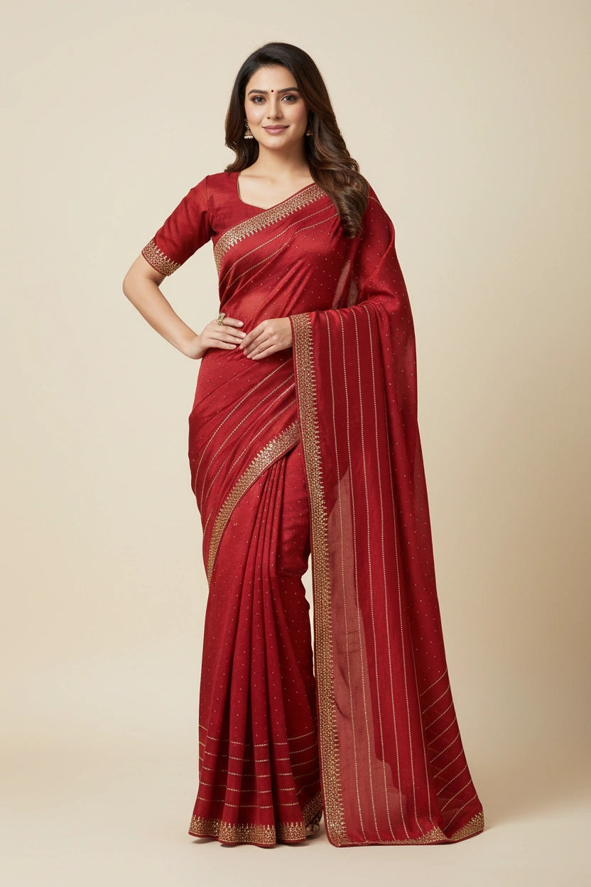 Embroidered Tissue Silk Saree - tissue Indian ethnic wear by Rangoli