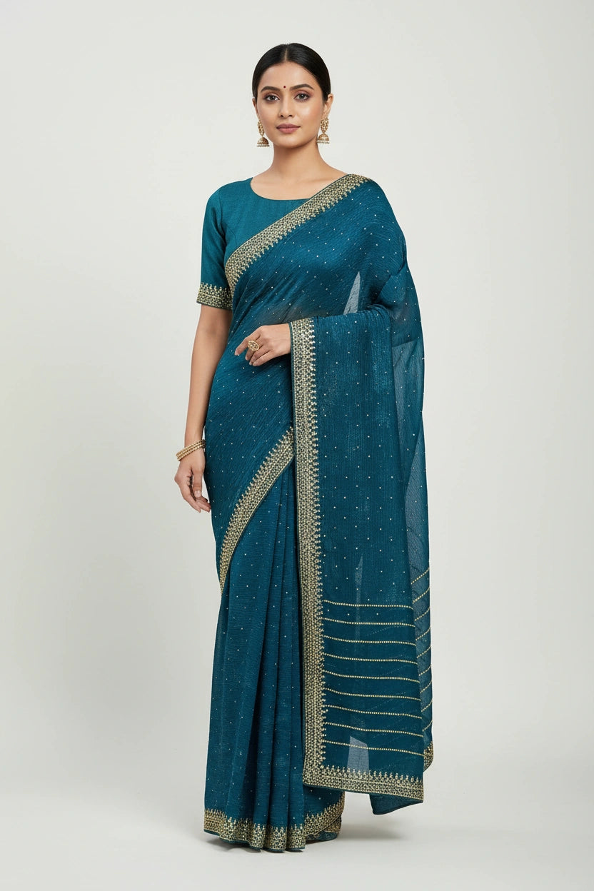 Embroidered Tissue Silk Saree - tissue Indian ethnic wear by Rangoli