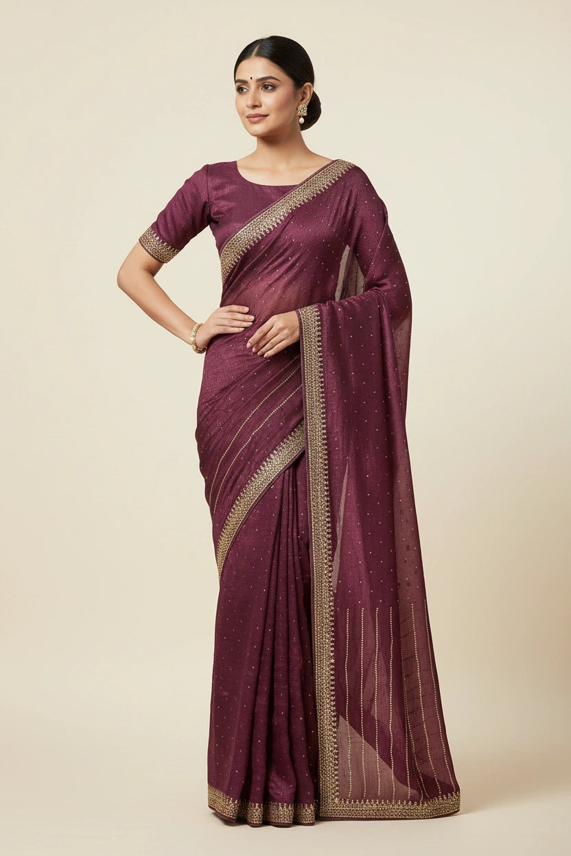 Embroidered Tissue Silk Saree - tissue Indian ethnic wear by Rangoli