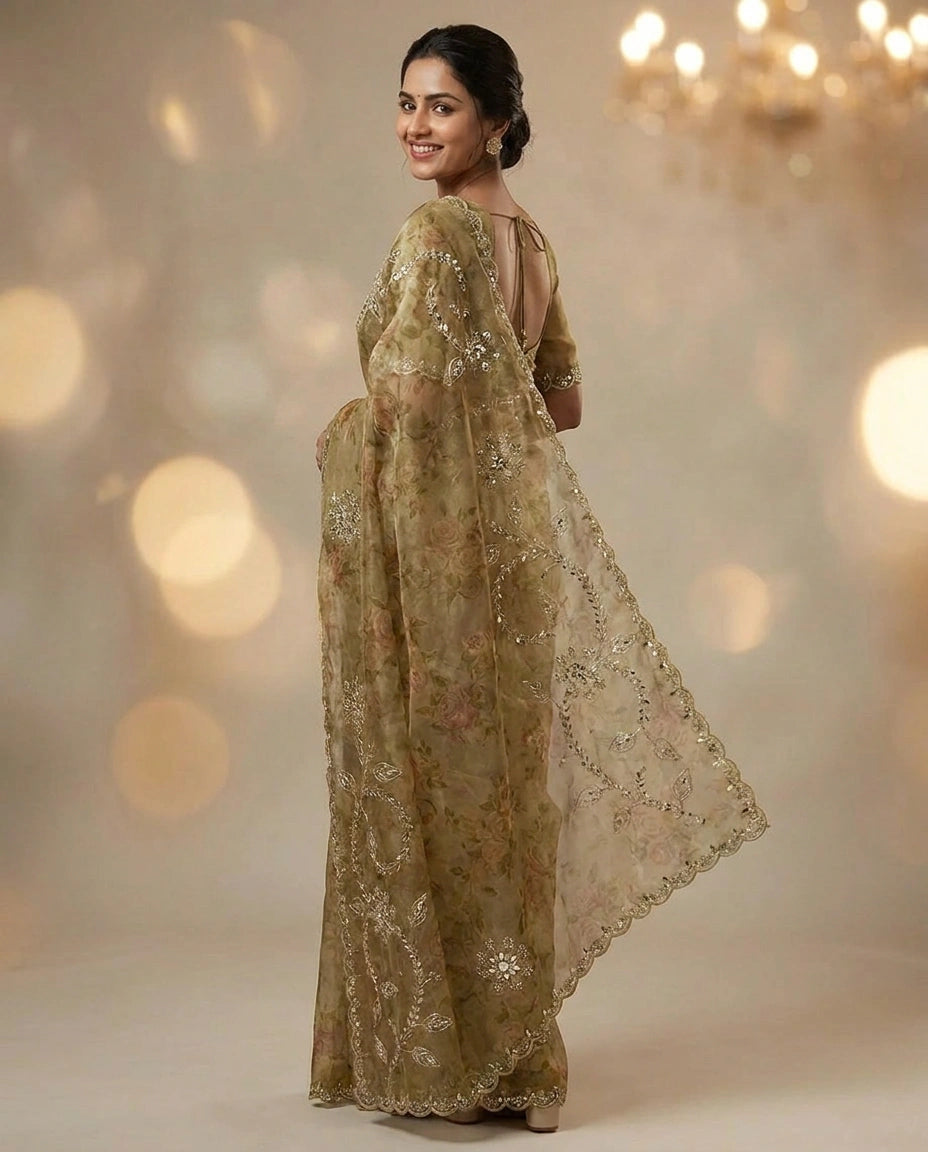 Tissue Saree with All-Over Woven Shimmer