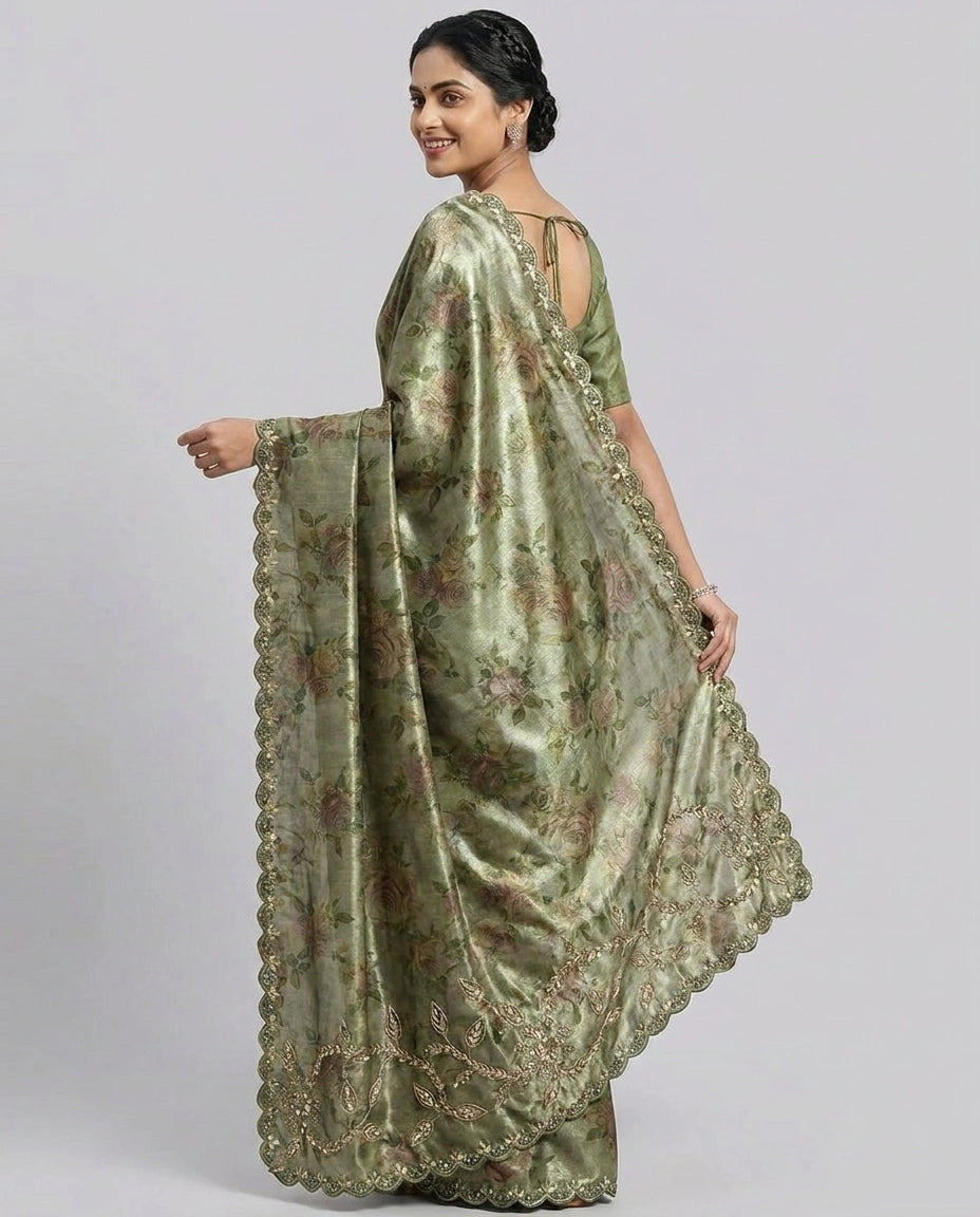 Tissue Saree with All-Over Woven Shimmer