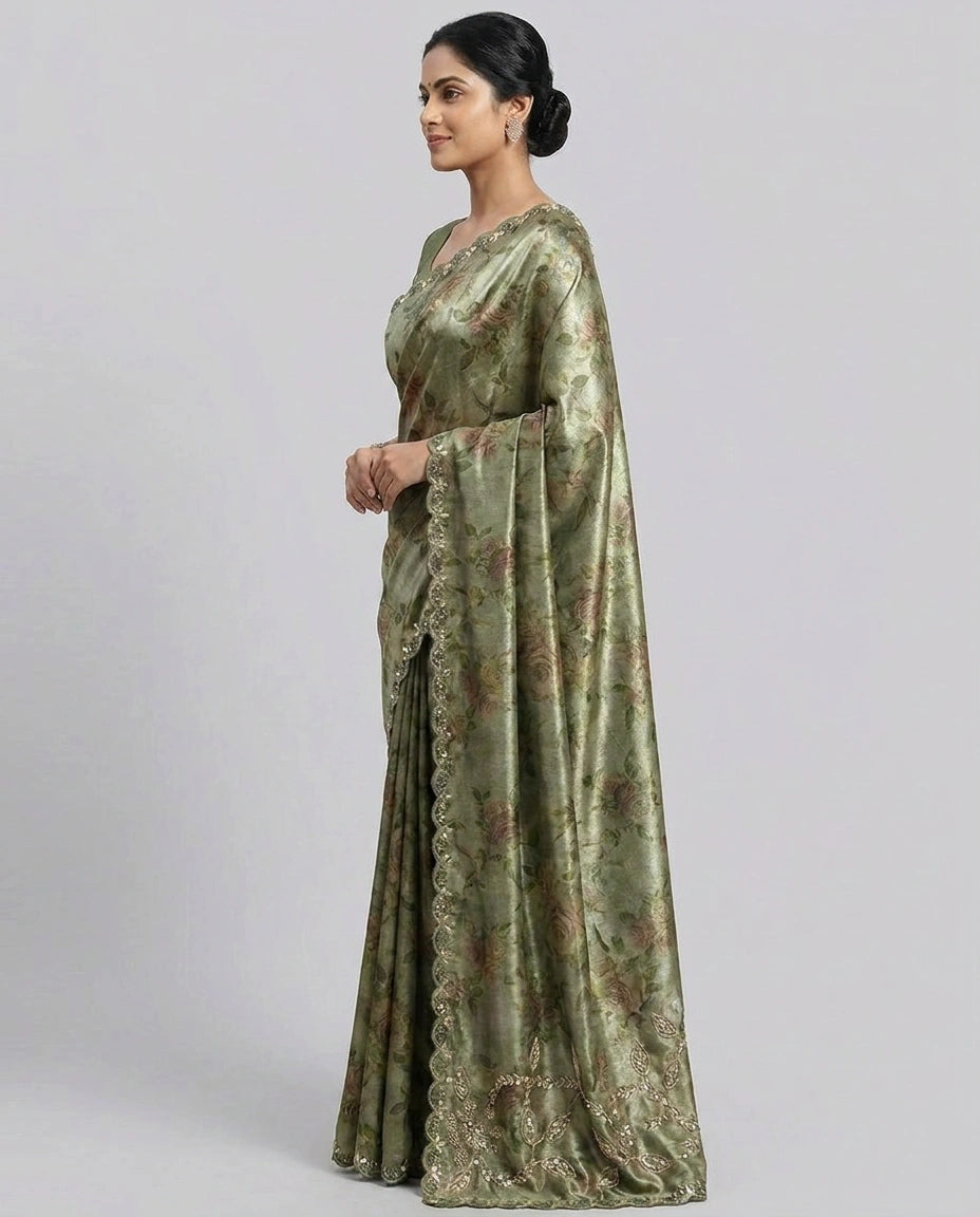 Tissue Saree with All-Over Woven Shimmer