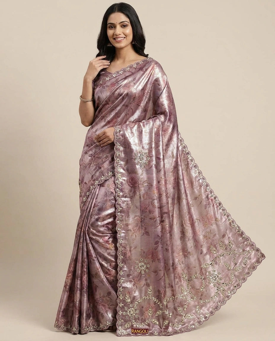 Tissue Saree with All-Over Woven Shimmer