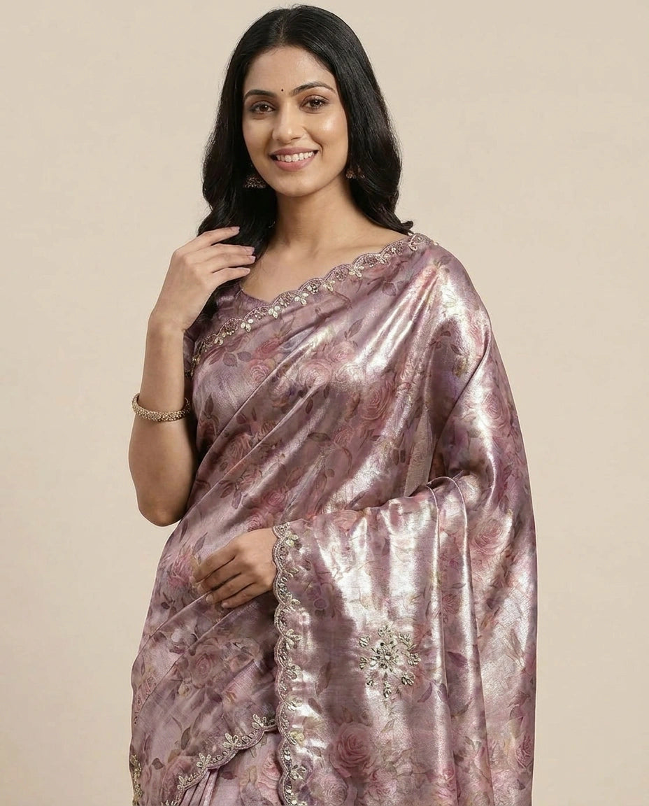 Tissue Saree with All-Over Woven Shimmer