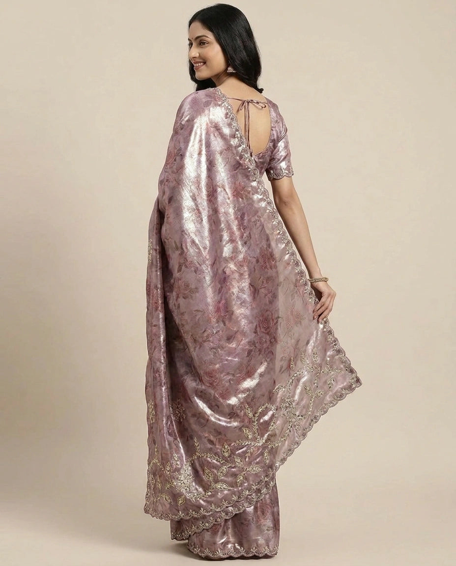 Tissue Saree with All-Over Woven Shimmer