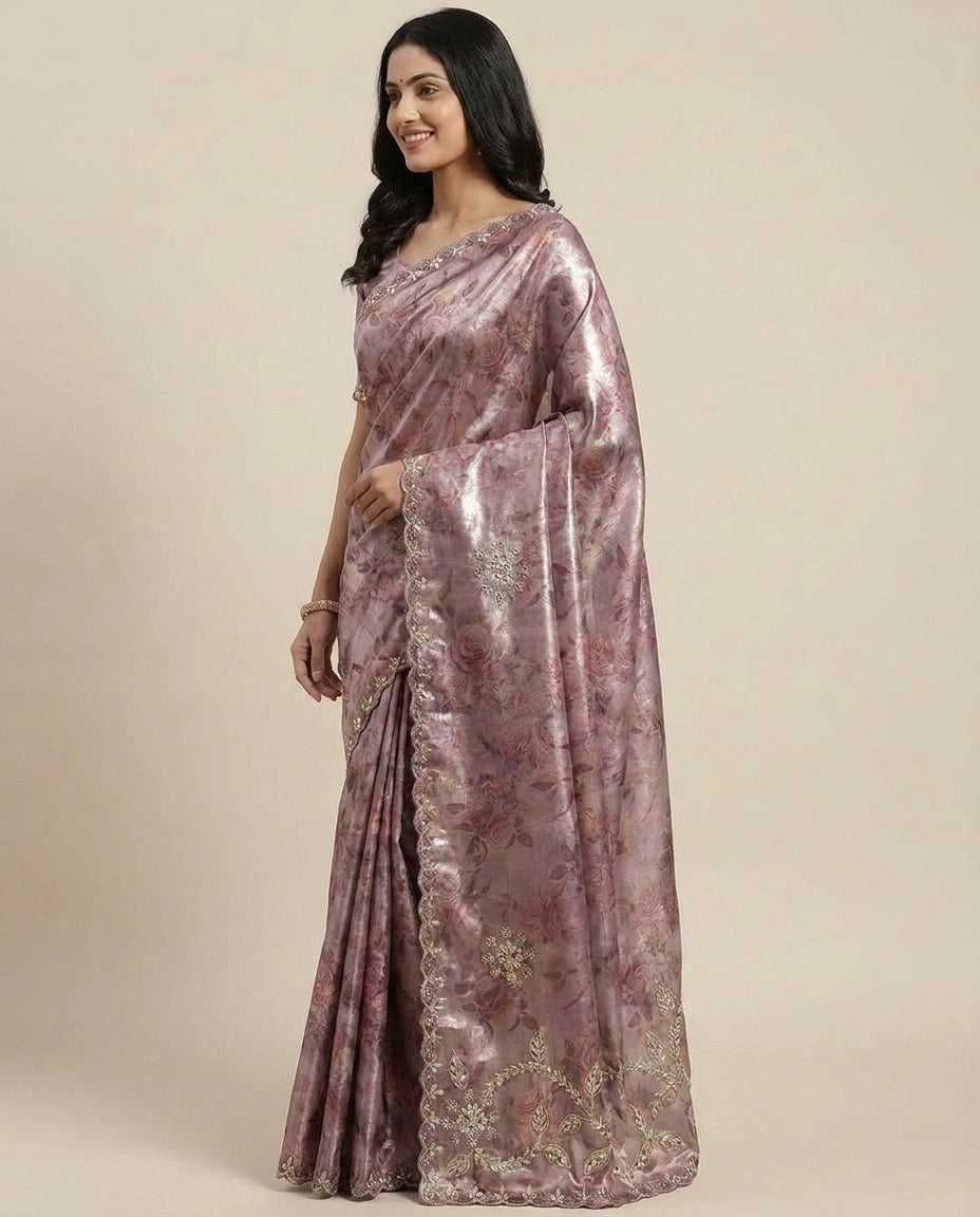 Tissue Saree with All-Over Woven Shimmer