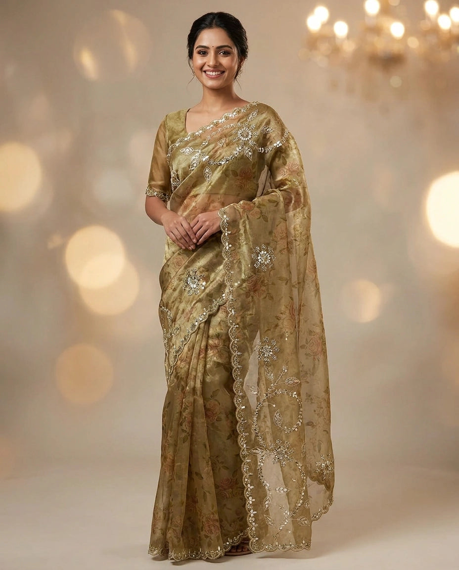 Tissue Saree with All-Over Woven Shimmer