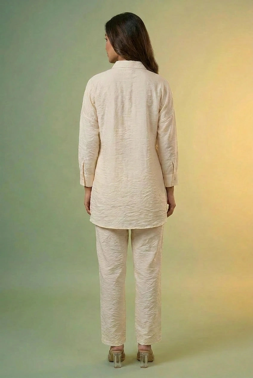Off White Cotton Linen Co-ord Set for Festive Wear