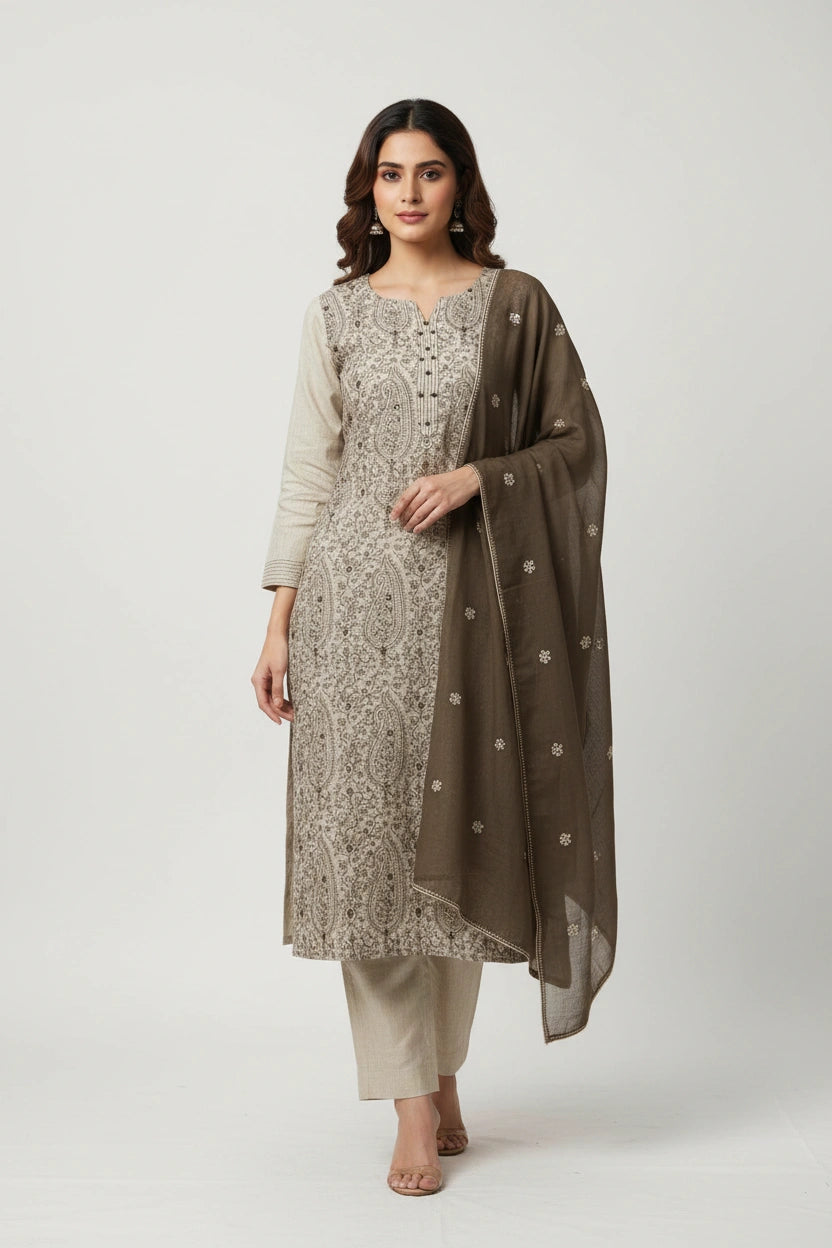 Refined Cotton Straight Suit - Rangoli Sarees