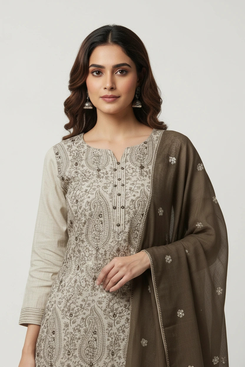Refined Cotton Straight Suit - Rangoli Sarees