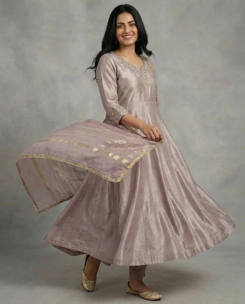 Cotton Straight Suit with Embroidered Detail - Rangoli India