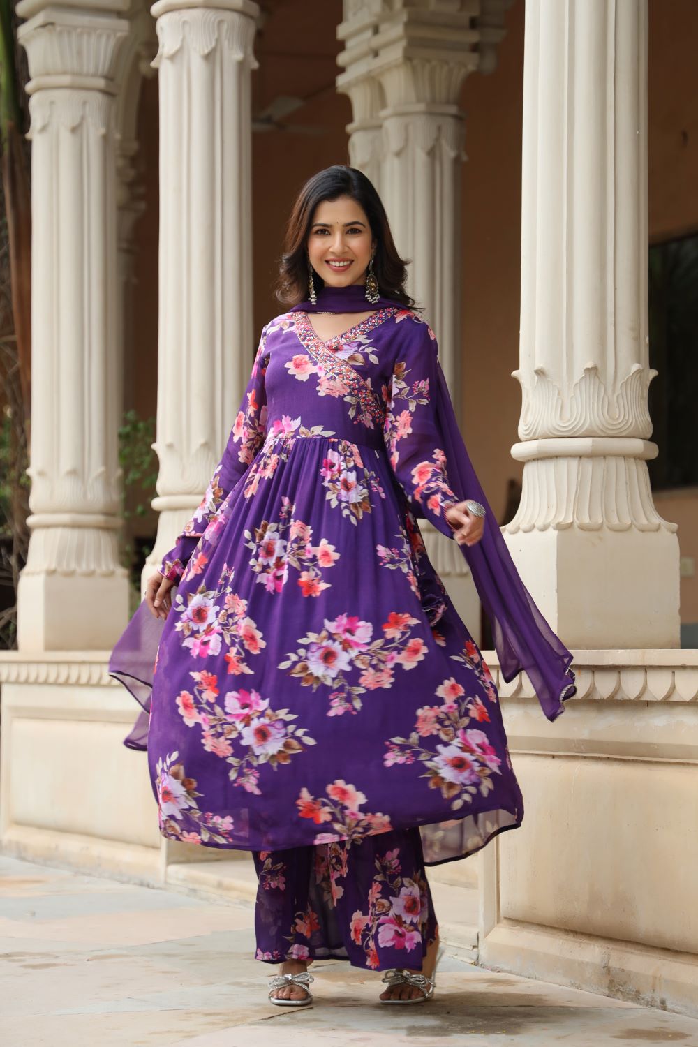 Purple Sharara Suit Set