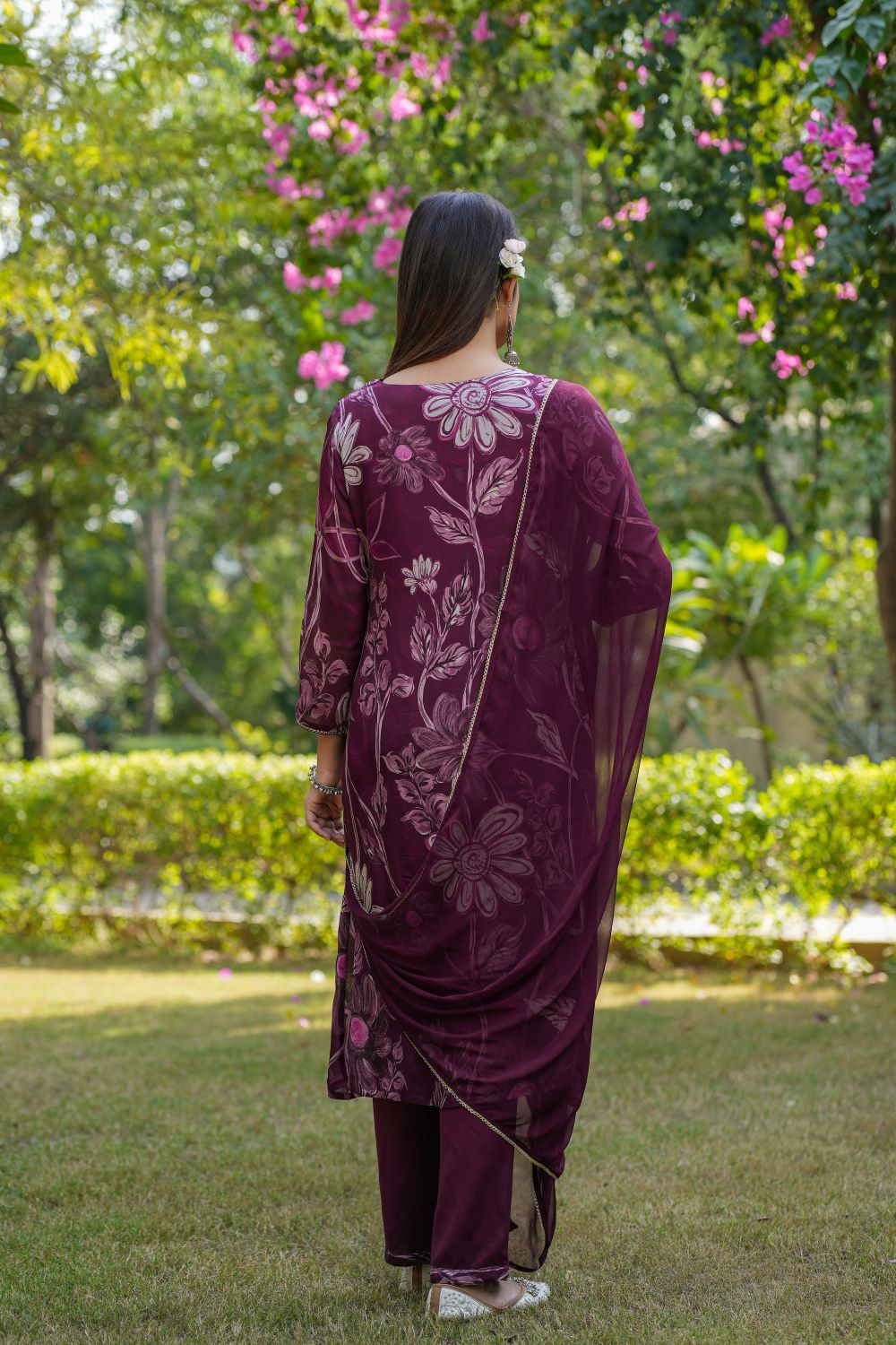 Wine Straight Suit Set