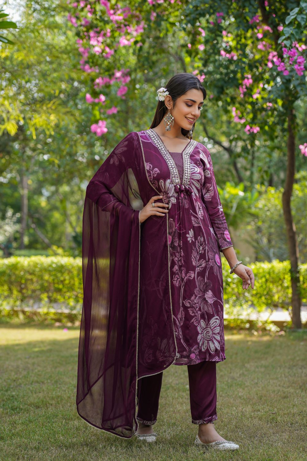 Wine Straight Suit Set