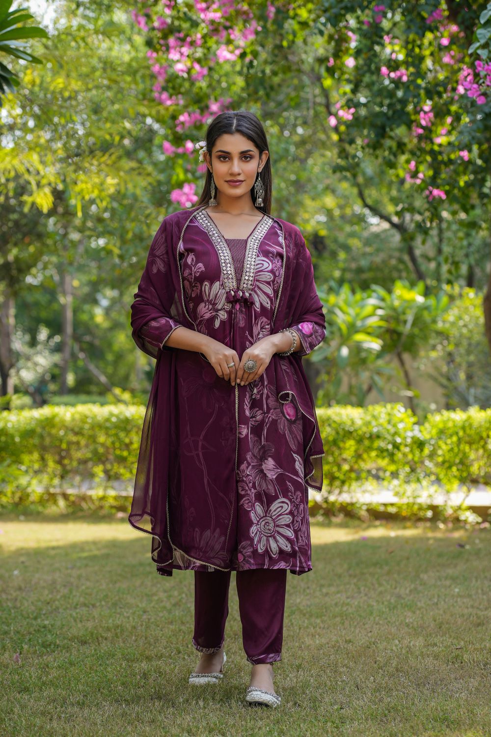 Wine Straight Suit Set