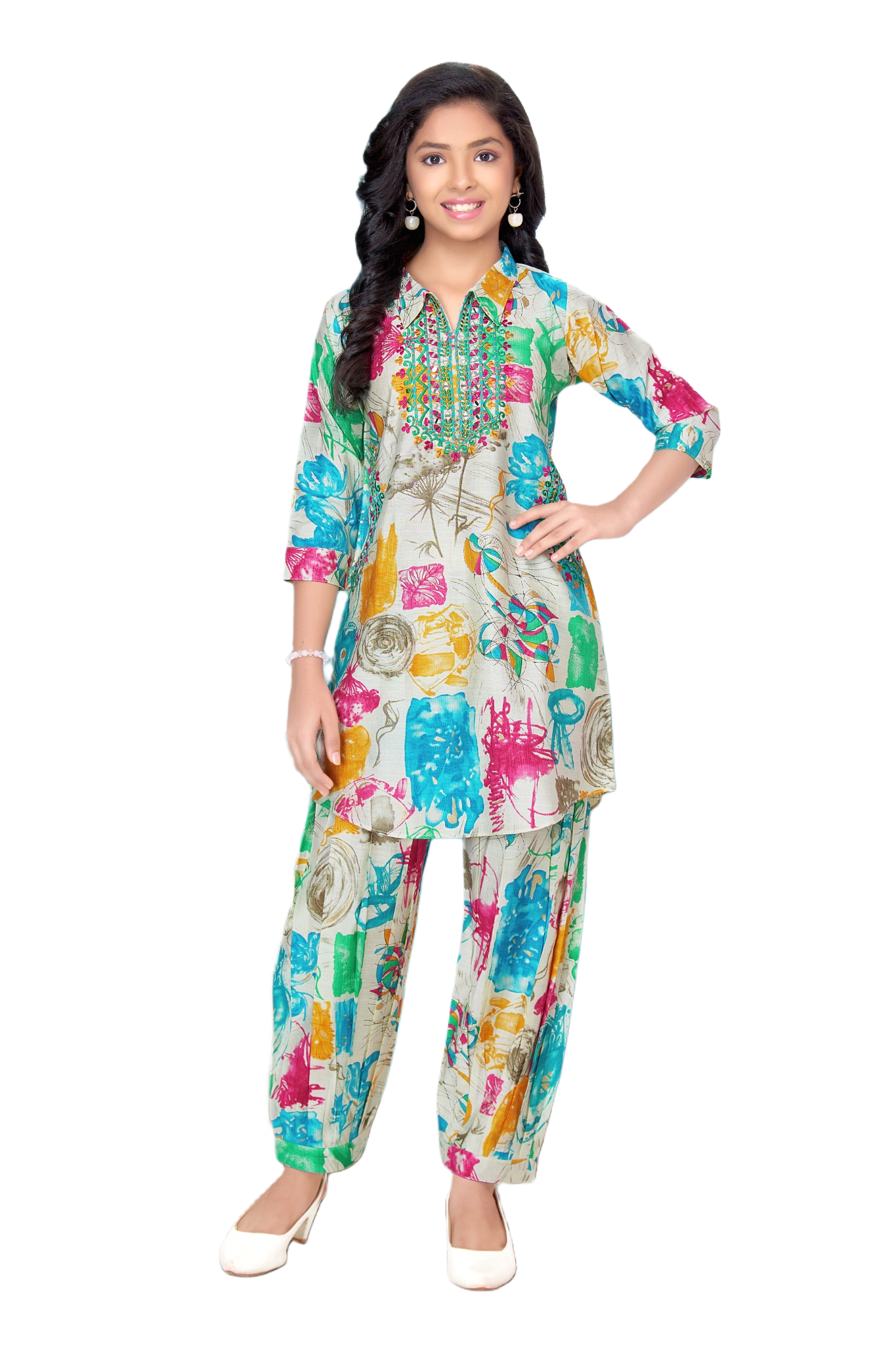 Kids Co-ord Set - Green | Chinon | Rangoli Kids