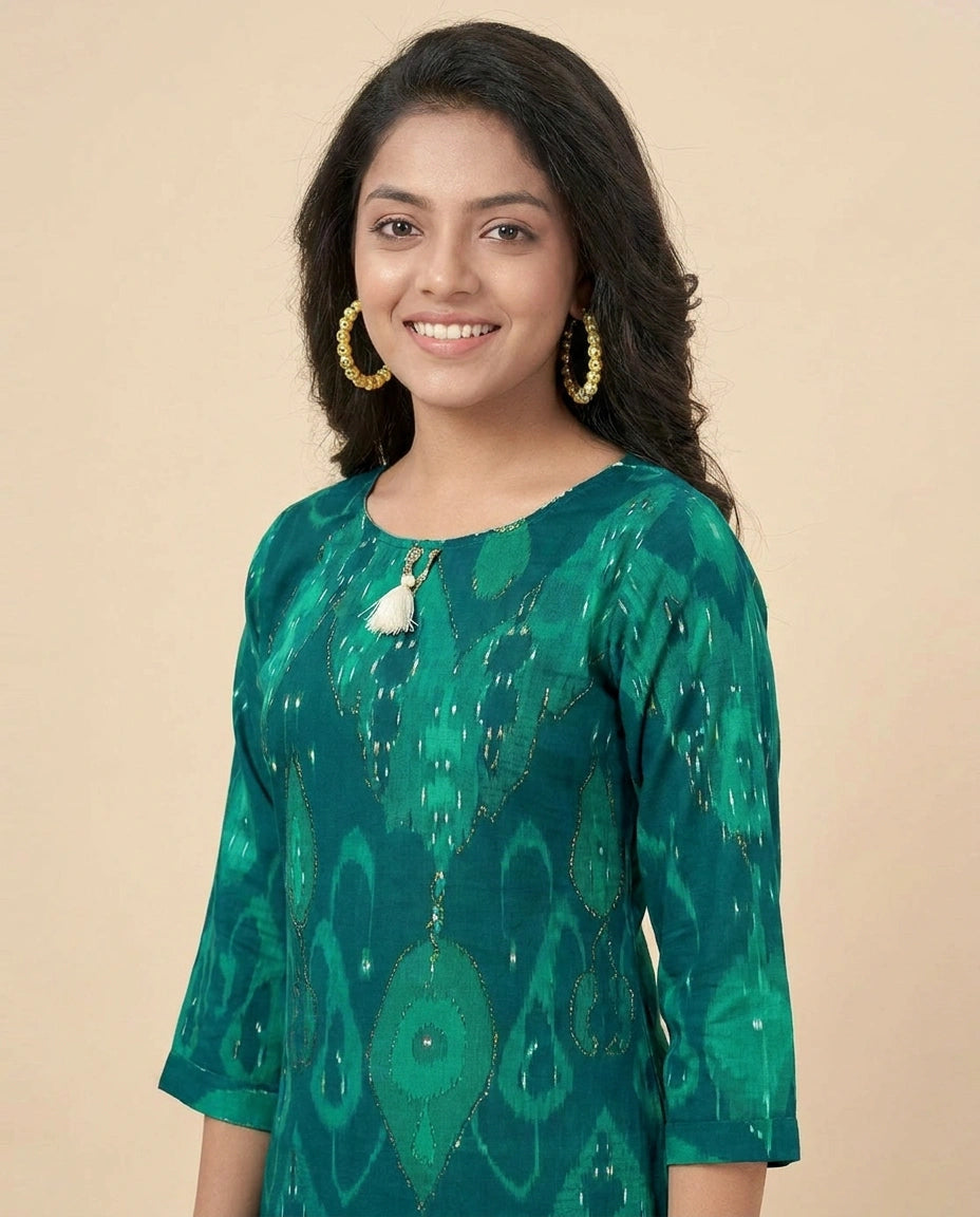 Kids Co-ord Set in Silk Katan - Rangoli India