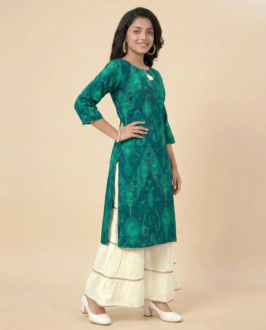 Kids Co-ord Set in Silk Katan - Rangoli India