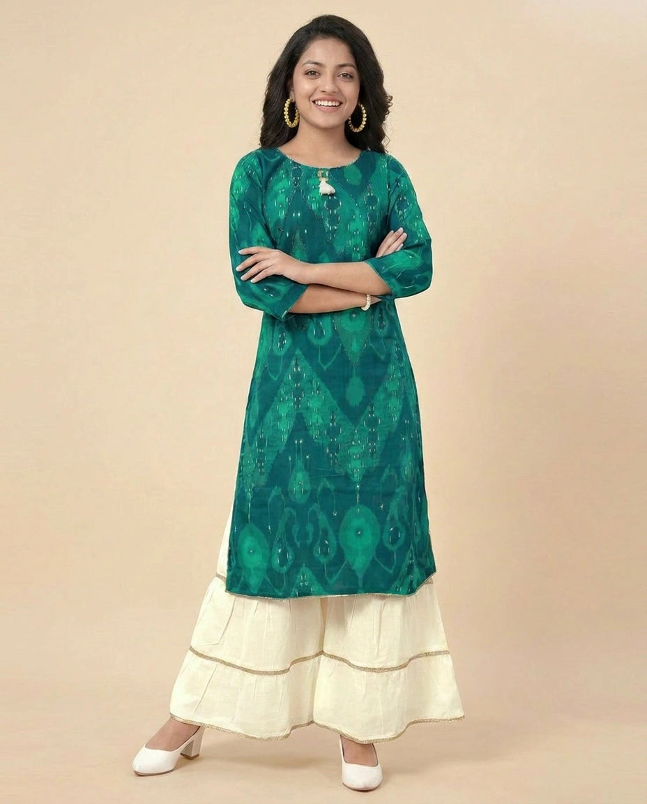 Kids Co-ord Set in Silk Katan - Rangoli India