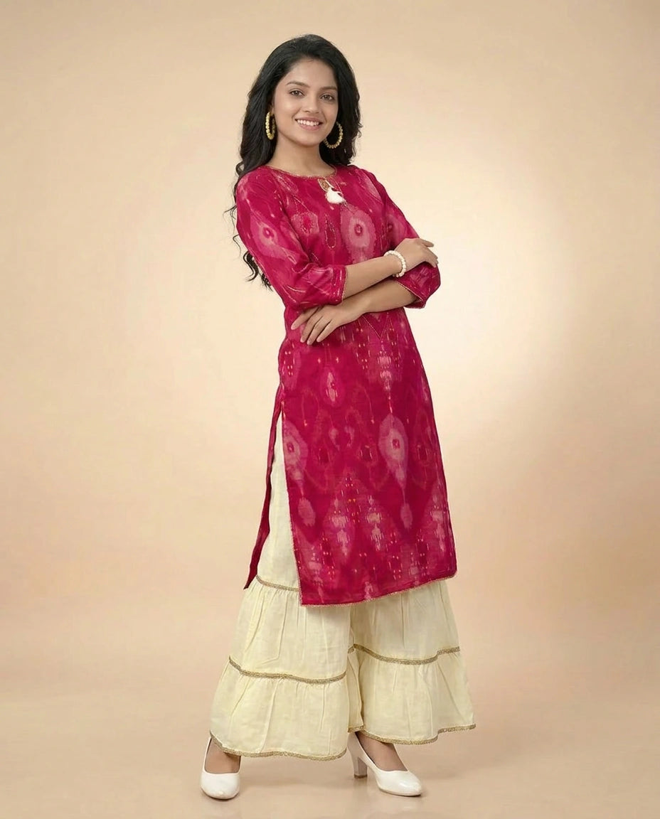 Kids Co-ord Set in Silk Katan - Rangoli India
