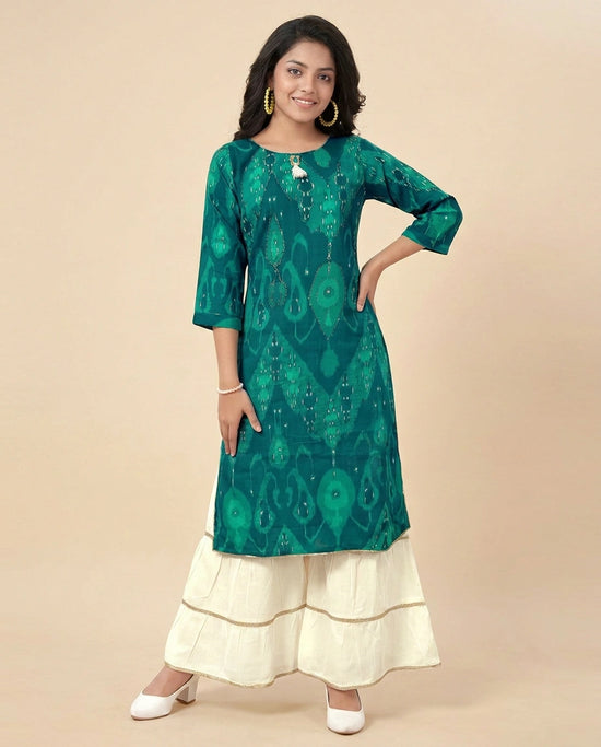 Kids Co-ord Set in Silk Katan - Rangoli India