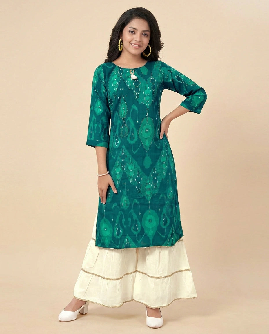 Kids Co-ord Set in Silk Katan - Rangoli India