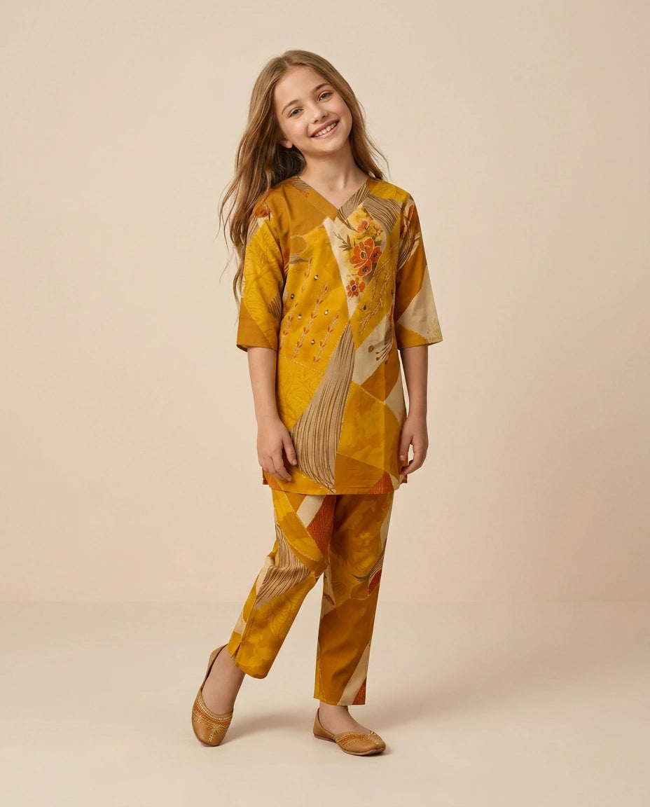 Kids Silk Katan Co-ord Set - Rangoli India