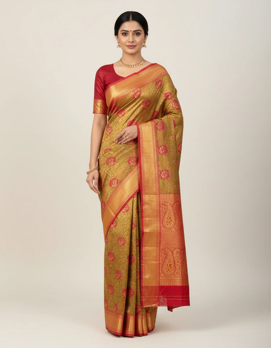 Pure Tissue Silk Saree with Traditional South Indian Weave