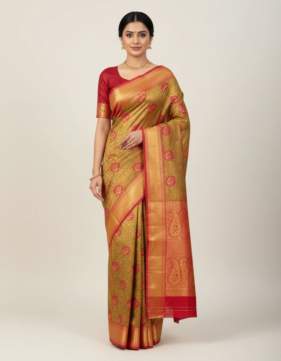 Pure Tissue Silk Saree with Traditional South Indian Weave