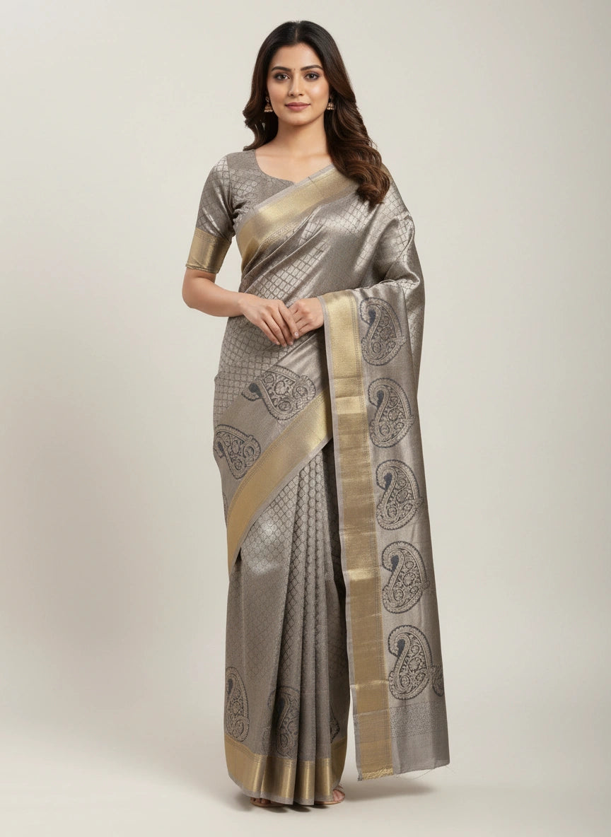 Pure Silk Katan Saree with Traditional South Indian Weave
