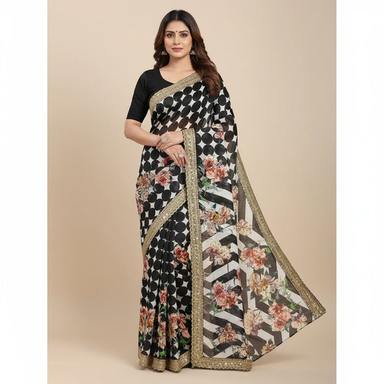 Embroidered Crepe Silk Saree with Designer Work - silk Indian ethnic wear by Rangoli