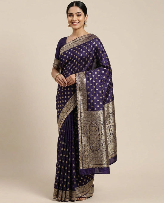Satin Embroidered Saree - Rangoli India