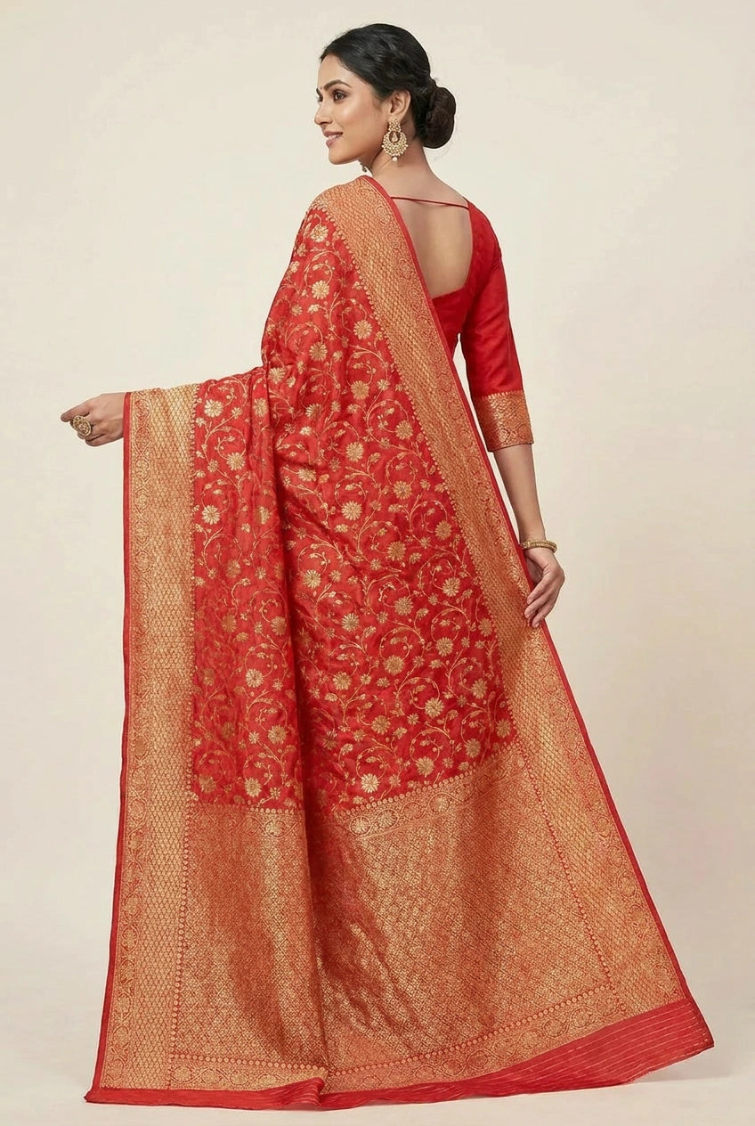 Katan Silk Banarasi Saree with Banarasi Boota for Sangeet Wear