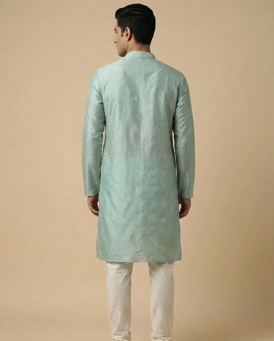 Firozi Mustard Cotton Kurta Set for Festive Occasions