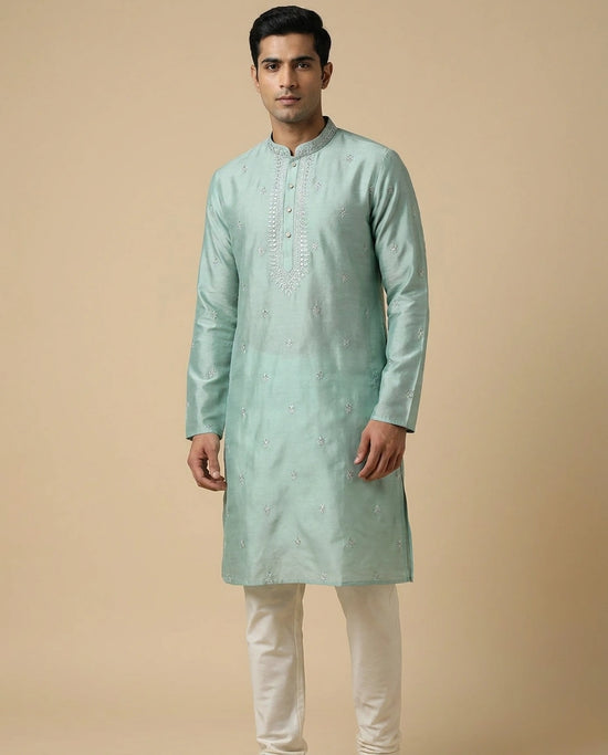 Firozi Mustard Cotton Kurta Set for Festive Occasions