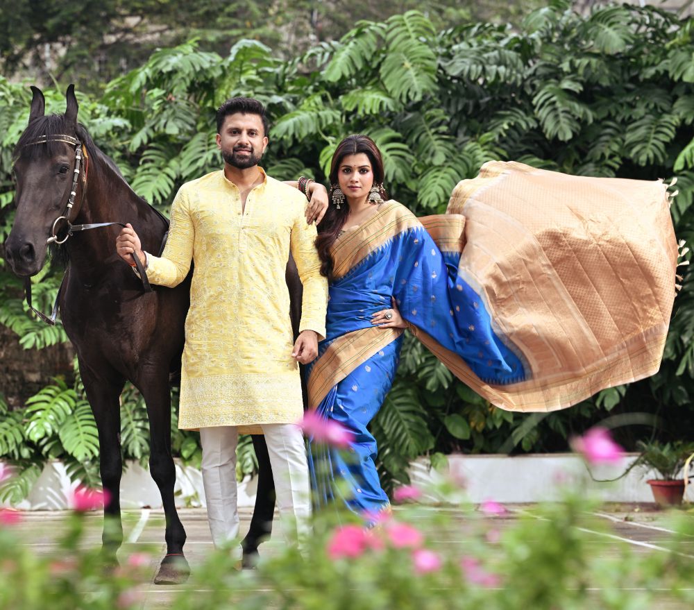 Yellow Cotton Weaving Kurta Pajama