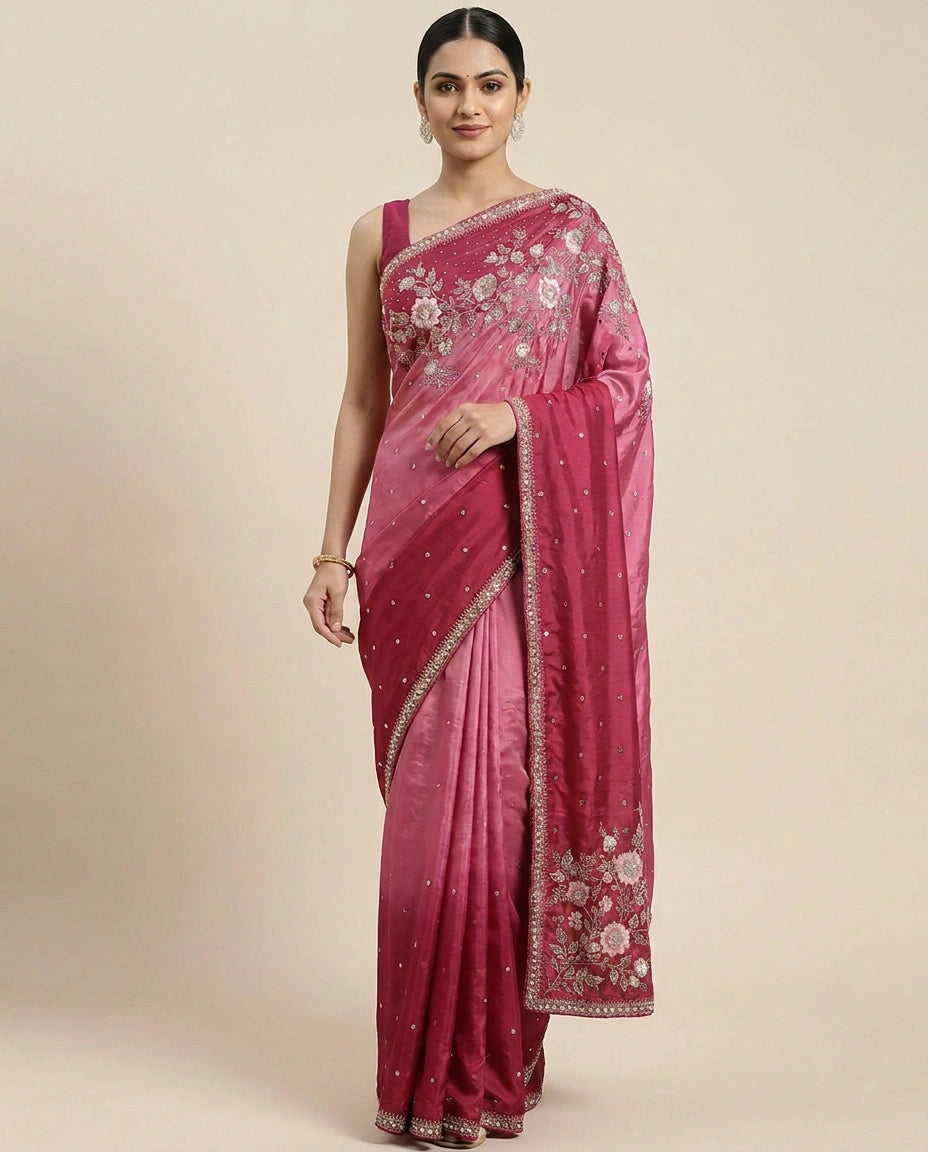 Embroidered Saree in HO Silk - Rangoli India