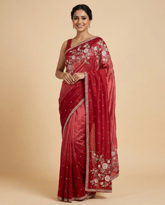 Embroidered Saree in HO Silk - Rangoli India