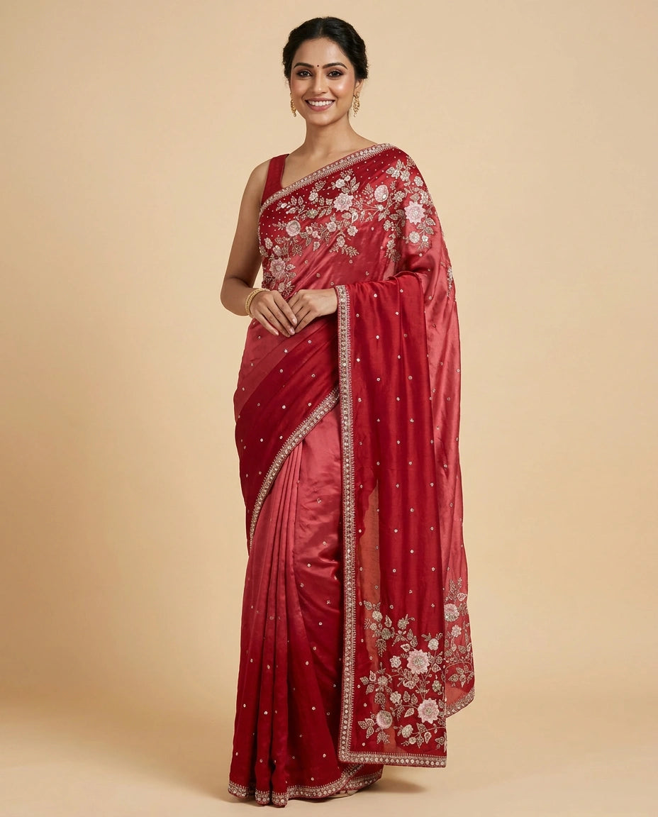 Embroidered Saree in HO Silk - Rangoli India