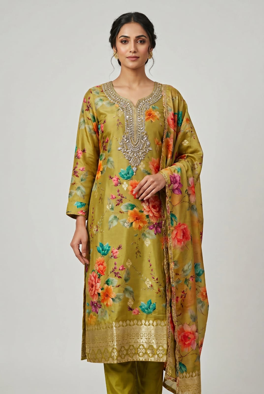 Refined Muslin Straight Suit - Rangoli Sarees